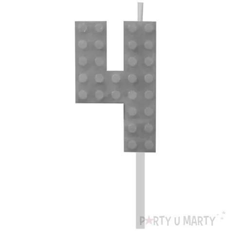 swieczka na tort klocki cyfra 4 szara godan 5 5 cm