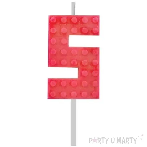 swieczka na tort klocki cyfra 5 czerwona godan 5 5 cm