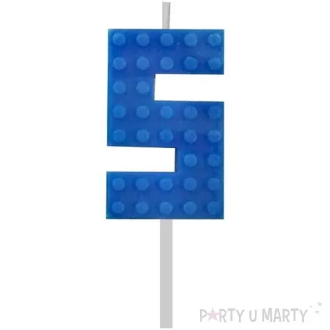 swieczka na tort klocki cyfra 5 niebieska godan 5 5 cm