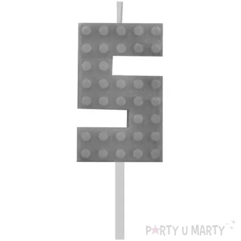 swieczka na tort klocki cyfra 5 szara godan 5 5 cm