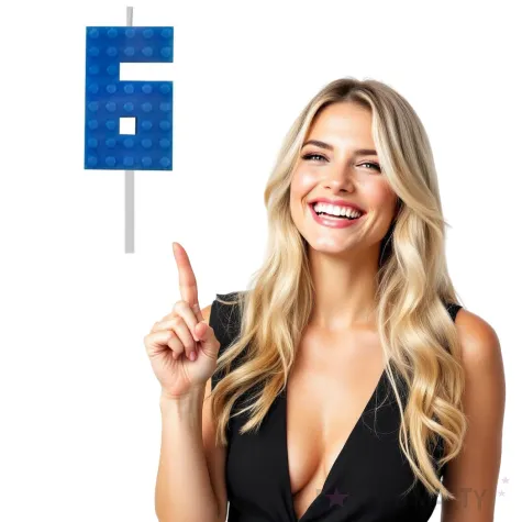 swieczka na tort klocki cyfra 6 niebieska godan 5 5 cm