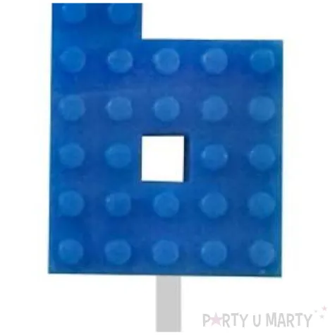 swieczka na tort klocki cyfra 6 niebieska godan 5 5 cm