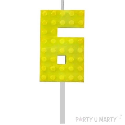swieczka na tort klocki cyfra 6 zolta godan 5 5 cm