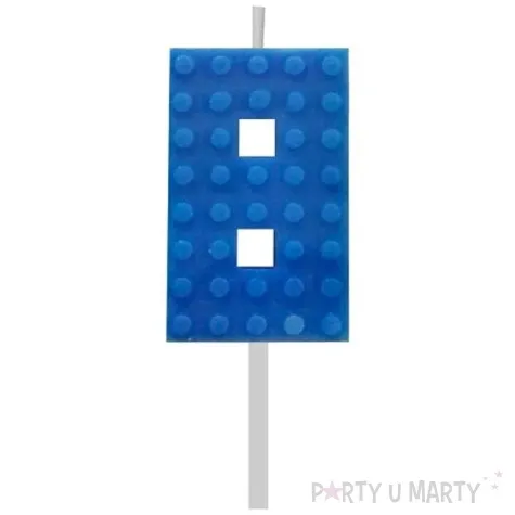 swieczka na tort klocki cyfra 8 niebieska godan 5 5 cm