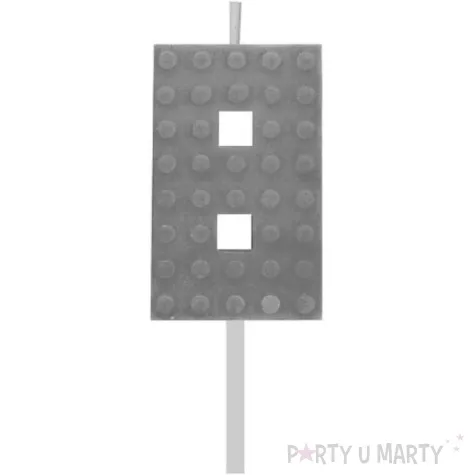 swieczka na tort klocki cyfra 8 szara godan 5 5 cm