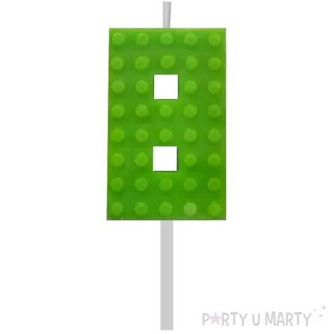 swieczka na tort klocki cyfra 8 zielona godan 5 5 cm