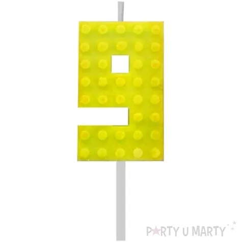 swieczka na tort klocki cyfra 9 zolta godan 5 5 cm