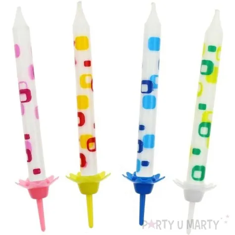 swieczka na tort kolorowe kwadraty mix godan 6 3 cm