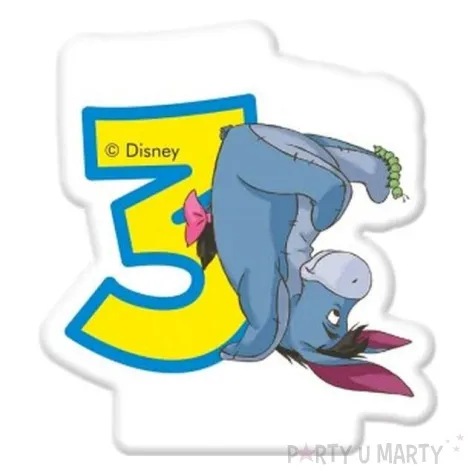 swieczka na tort kubus puchatek cyfra 3 procos 6 cm