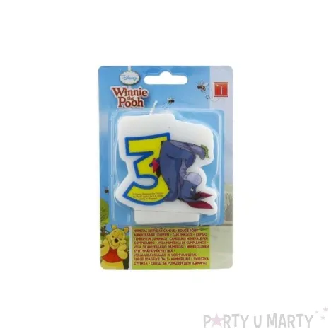 swieczka na tort kubus puchatek cyfra 3 procos 6 cm