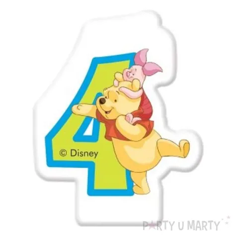 swieczka na tort kubus puchatek cyfra 4 procos 6 cm