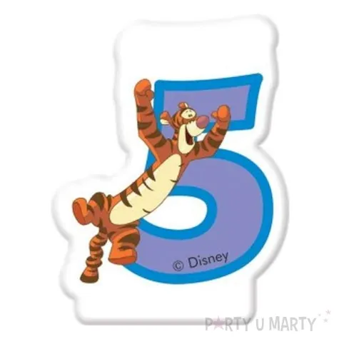 swieczka na tort kubus puchatek cyfra 5 procos 6 cm