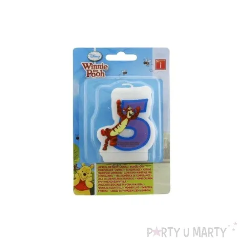 swieczka na tort kubus puchatek cyfra 5 procos 6 cm