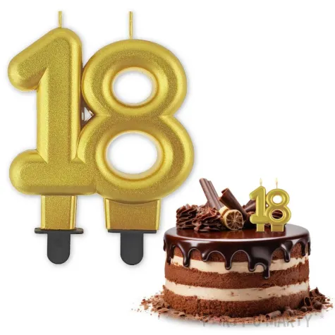 swieczka na tort liczba 18 beauty and charm zlota godan 8 cm