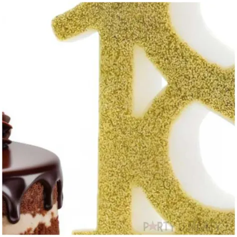 swieczka na tort liczba 18 brokatowa zloty partydeco 8 5 cm