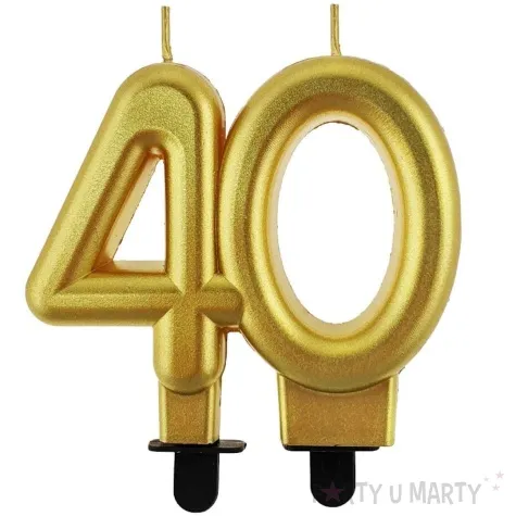 swieczka na tort liczba 40 beauty and charm zlota godan 8 cm