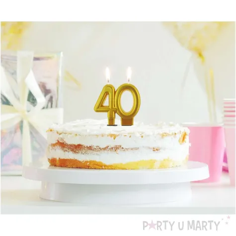 swieczka na tort liczba 40 beauty and charm zlota godan 8 cm