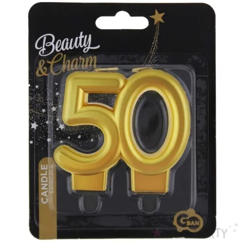 swieczka na tort liczba 50 beauty and charm zloty godan 8 cm