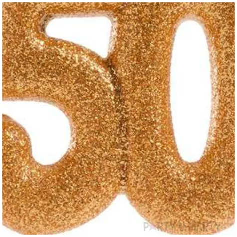 swieczka na tort liczba 50 zlota dekora 8 cm