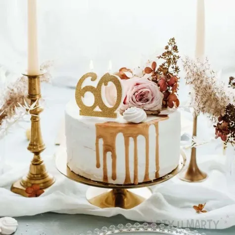 swieczka na tort liczba 60 zlota partydeco