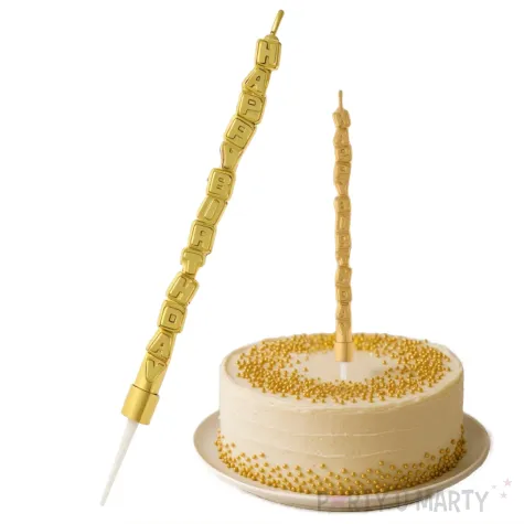 swieczka na tort literki happy birthday zloty godan 13 cm