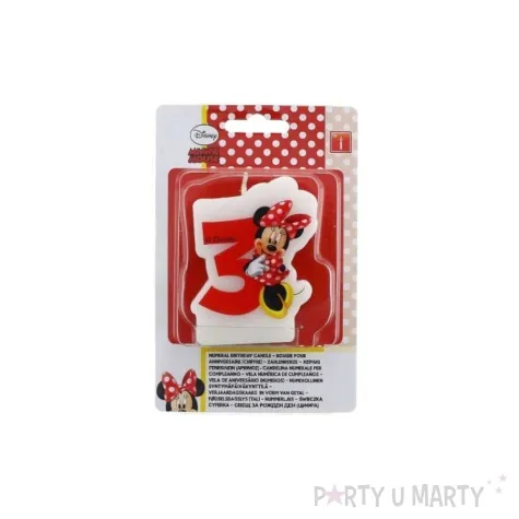 swieczka na tort myszka minnie cyfra 3 procos 6 cm