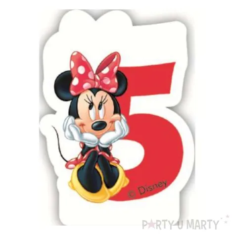 swieczka na tort myszka minnie cyfra 5 procos 6 cm