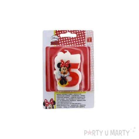 swieczka na tort myszka minnie cyfra 5 procos 6 cm