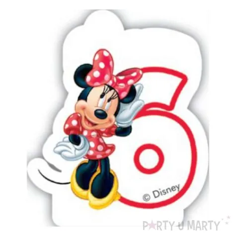 swieczka na tort myszka minnie cyfra 6 procos 6 cm