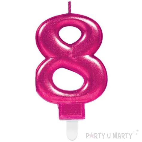 swieczka na tort rozowa cyfra 8 amscan sparkling celebration 9 cm