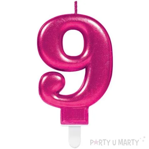 swieczka na tort rozowa cyfra 9 amscan sparkling celebration 9 cm
