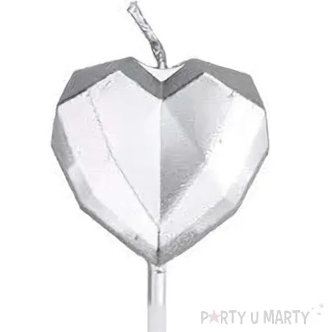 swieczka na tort serduszko srebrny jix 9 5 cm