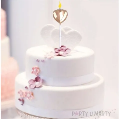 swieczka na tort serduszko zloty jix 9 5 cm