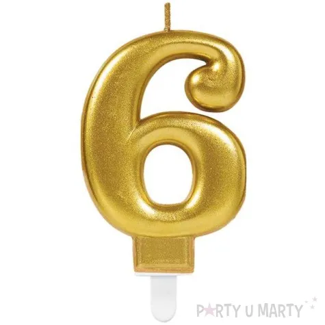 swieczka na tort zlota cyfra 6 amscan sparkling celebration 9 cm