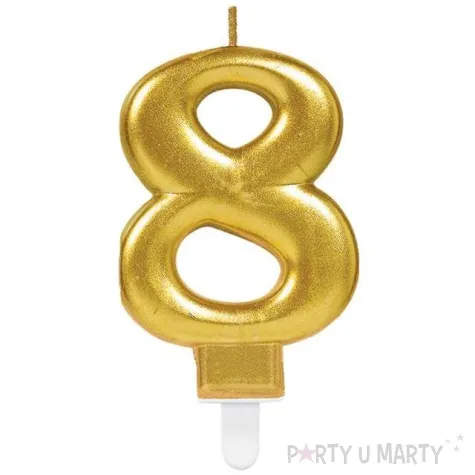 swieczka na tort zlota cyfra 8 amscan sparkling celebration 9 cm