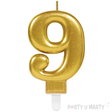 swieczka na tort zlota cyfra 9 amscan sparkling celebration 9 cm