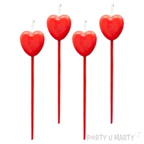swieczka serca na pikerze czerwone folat 14 cm 4 szt