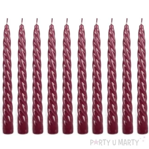 swieczka spiralna stozkowa bordowa ravi 10 szt