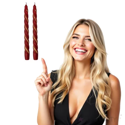 swieczka spiralna stozkowa bordowa z brokatem ravi 2 szt