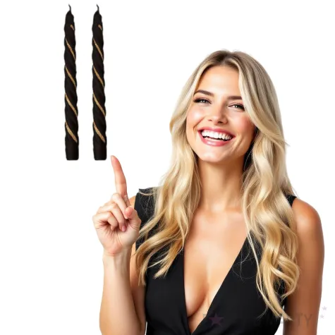 swieczka spiralna stozkowa czarna z brokatem ravi 23 cm 2 szt