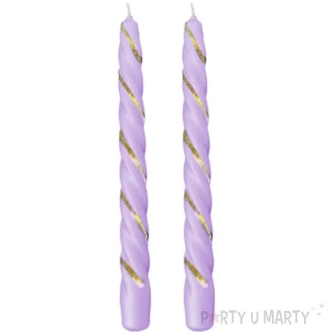 swieczka spiralna stozkowa lawendowa z brokatem ravi 2 szt