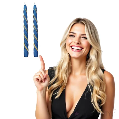 swieczka spiralna stozkowa niebieska z brokatem ravi 2 szt