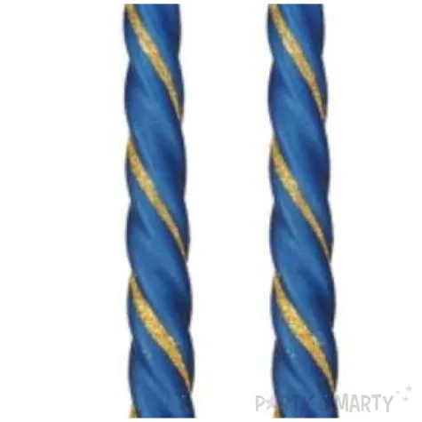 swieczka spiralna stozkowa niebieska z brokatem ravi 2 szt