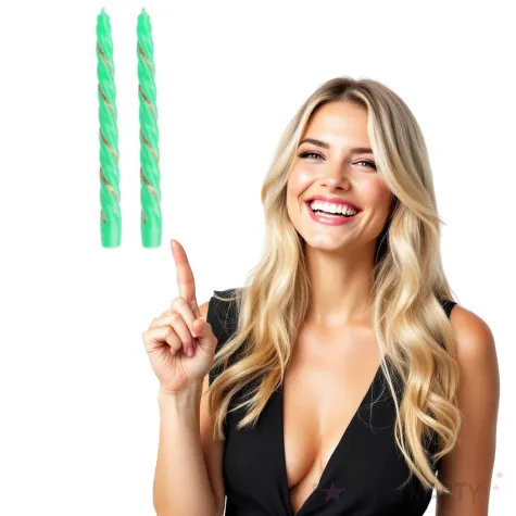 swieczka spiralna stozkowa seledynowa z brokatem ravi 2 szt