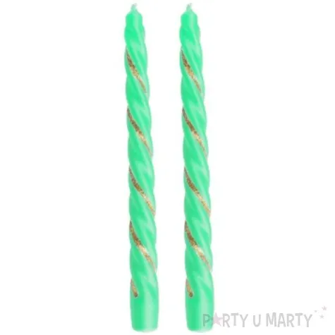 swieczka spiralna stozkowa seledynowa z brokatem ravi 2 szt