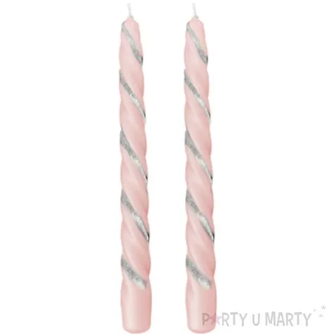 swieczka spiralna stozkowa srebrna mat z brokatem ravi 2 szt