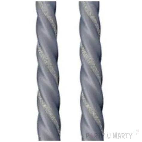 swieczka spiralna stozkowa szara z brokatem ravi 2 szt