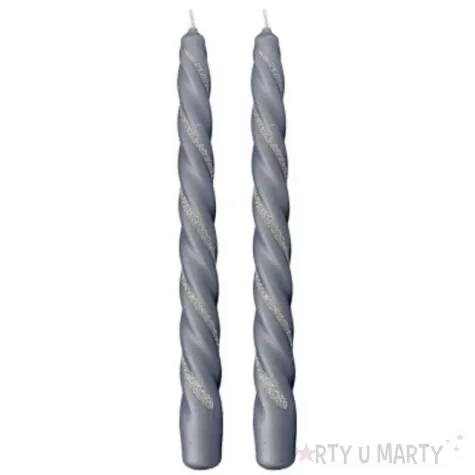 swieczka spiralna stozkowa szara z brokatem ravi 2 szt