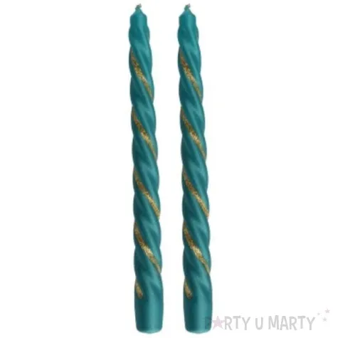 swieczka spiralna stozkowa zielona z brokatem ravi 2 szt