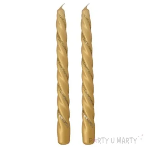 swieczka spiralna stozkowa zlota mat z brokatem ravi 2 szt
